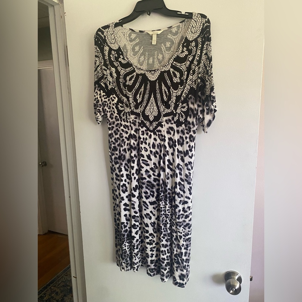 Soma Black and White Knee Length Dress- Size M